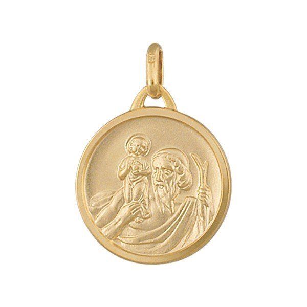 Médaille saint-Christophe or jaune 18 carats ronde