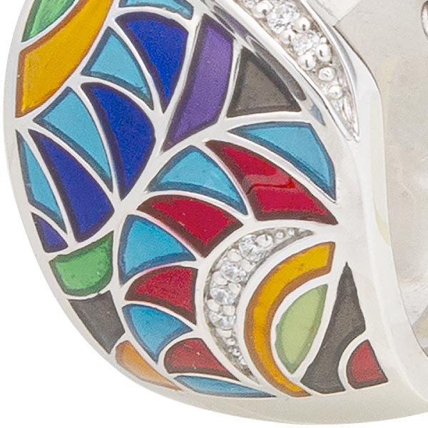 Bague Riviera Una Storia en Argent avec Émail Multicolore et Oxydes de Zirconium pas chère